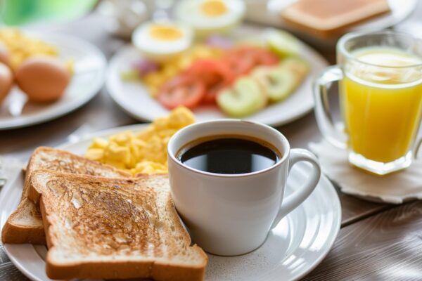Toast bread and coffee /tea/juice